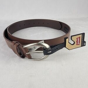 Levis Mens Tan Brown Genuine Leather Belt 2X Silver Horseshoe Buckle 18LV020013